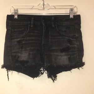 American Eagle Black Ripped Jean Shorts